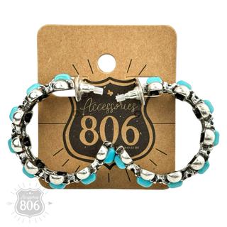 Western turquoise stone hoop earring