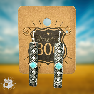 Western embossed rectangle earring