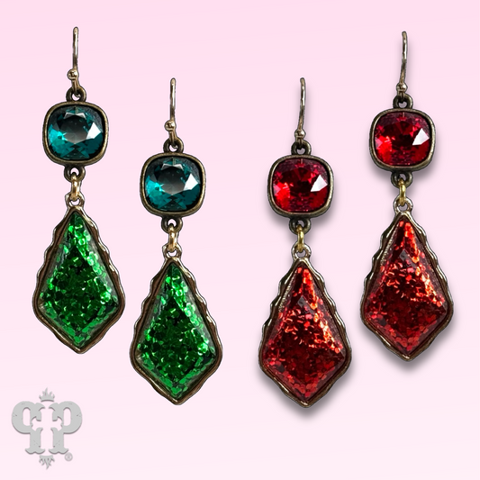 Glitter diamond teardrop earring with Austrian crystal
