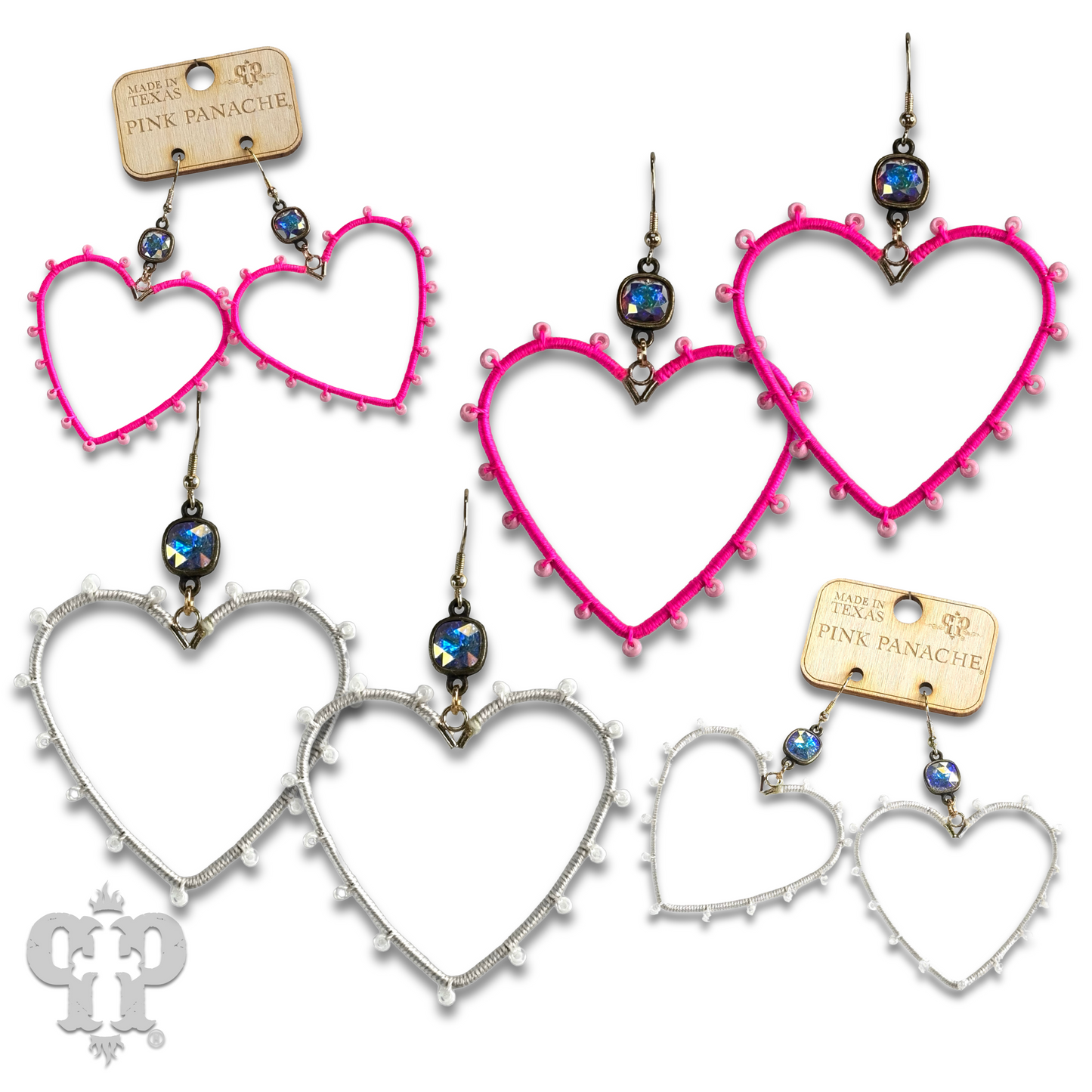 Bead wrapped heart earring with Austrian crystal