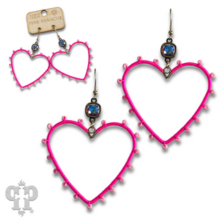 Bead wrapped heart earring with Austrian crystal