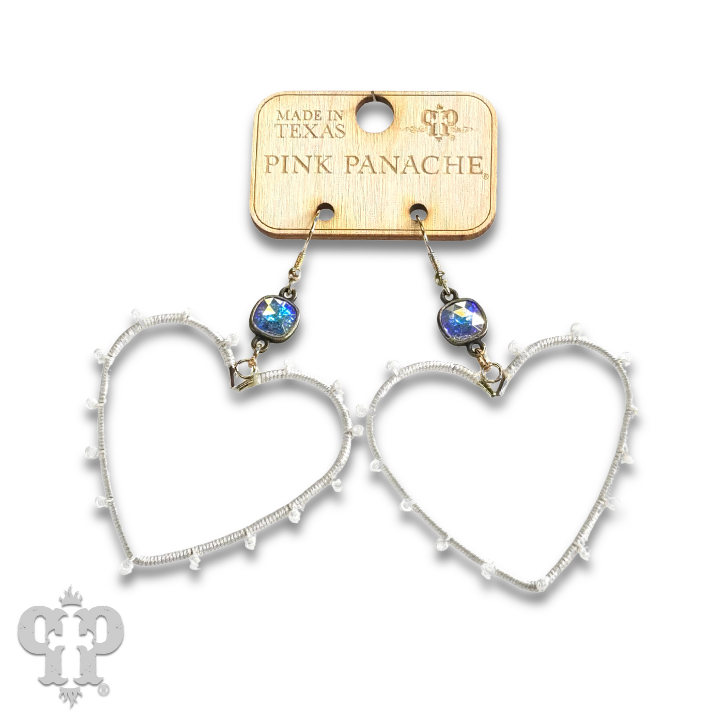 Bead wrapped heart earring with Austrian crystal