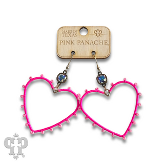 Bead wrapped heart earring with Austrian crystal