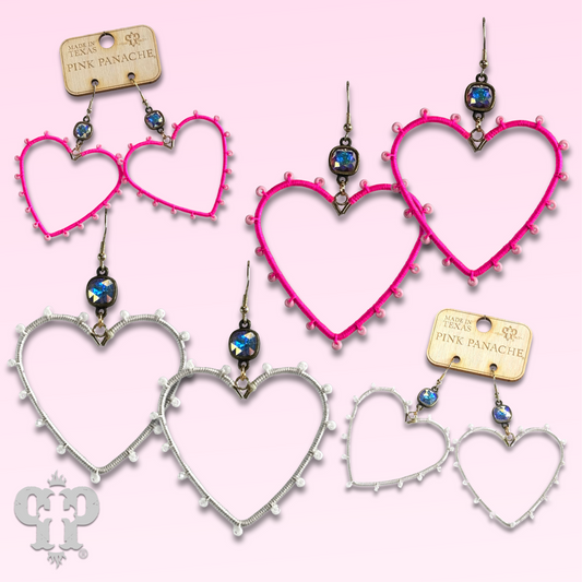 Bead wrapped heart earring with Austrian crystal