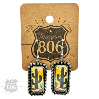 Western cactus scene earring
