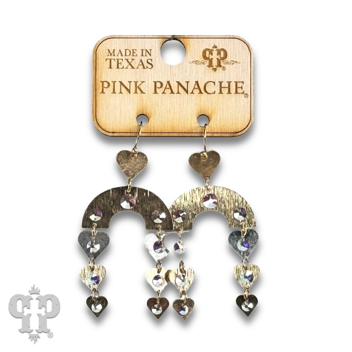 Heart charm and arch earring with Austrian crystal