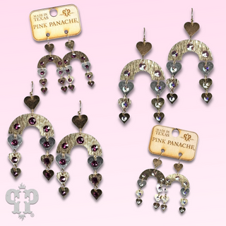 Heart charm and arch earring with Austrian crystal