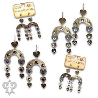 Heart charm and arch earring with Austrian crystal