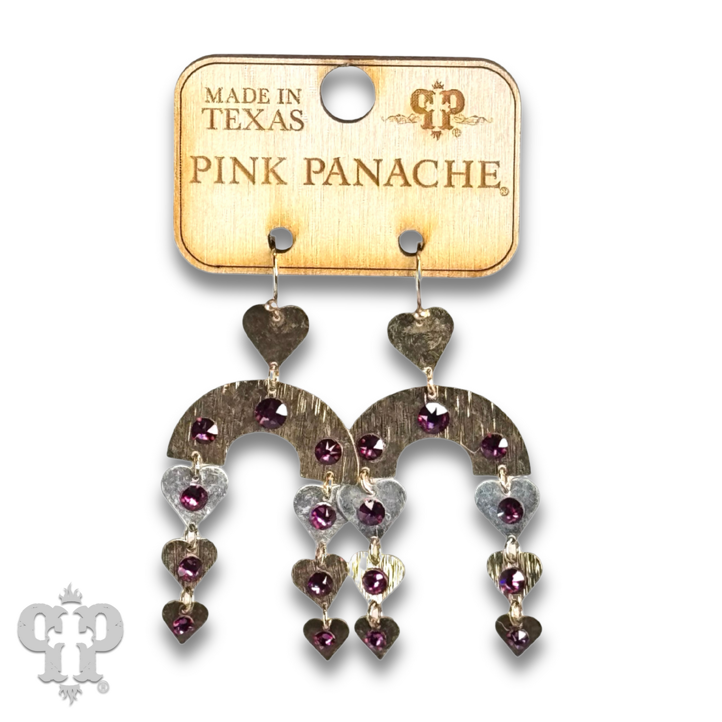 Heart charm and arch earring with Austrian crystal