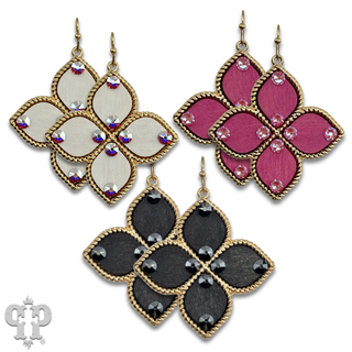 Four point clover cross earring with Austrian crystals