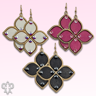 Four point clover cross earring with Austrian crystals