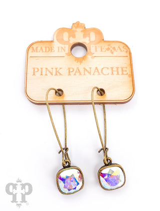 Square Austrian crystal on kidney wire earring, 10mm