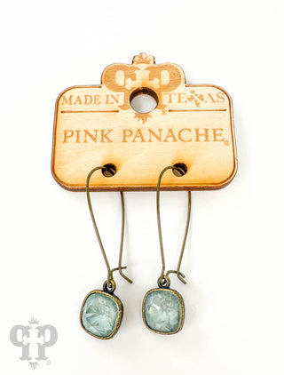 Square Austrian crystal on kidney wire earring, 10mm