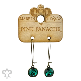 Square Austrian crystal on kidney wire earring, 10mm