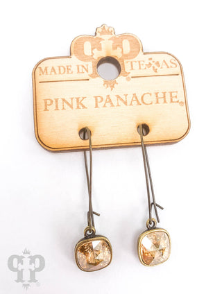 Square Austrian crystal on kidney wire earring, 10mm