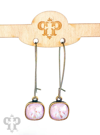 Square Austrian crystal on kidney wire earring, 10mm