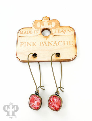 Square Austrian crystal on kidney wire earring, 10mm