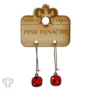 Square Austrian crystal on kidney wire earring, 10mm