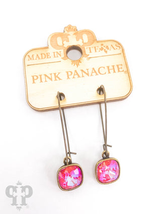 Square Austrian crystal on kidney wire earring, 10mm