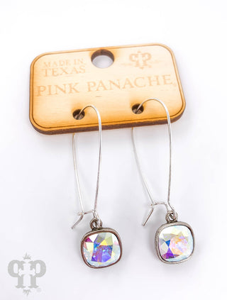 Square Austrian crystal on kidney wire earring, 10mm