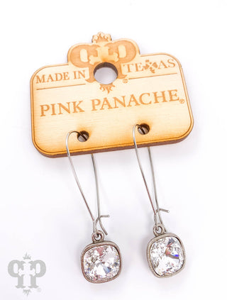 Square Austrian crystal on kidney wire earring, 10mm