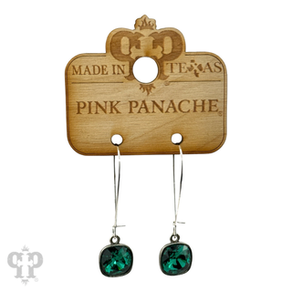 Square Austrian crystal on kidney wire earring, 10mm