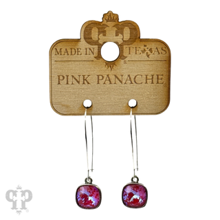 Square Austrian crystal on kidney wire earring, 10mm