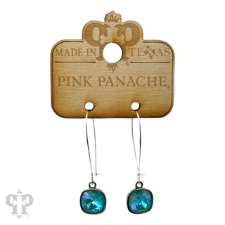 Square Austrian crystal on kidney wire earring, 10mm