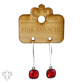 Square Austrian crystal on kidney wire earring, 10mm