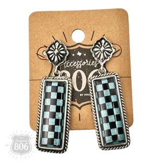 Checkerboard print dangle earrings