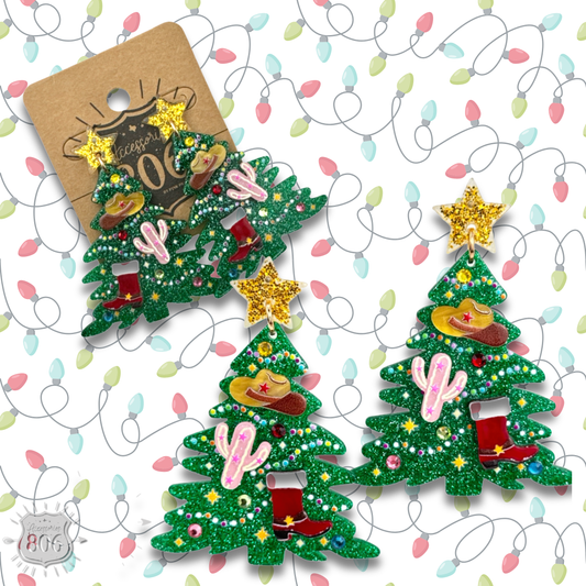 Western Christmas tree earring