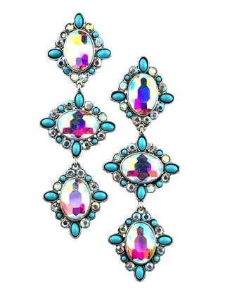 Western triple oval rhinestone earring