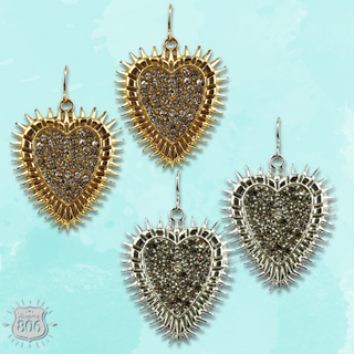 Western rhinestone heart earring