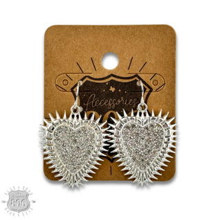 Western rhinestone heart earring
