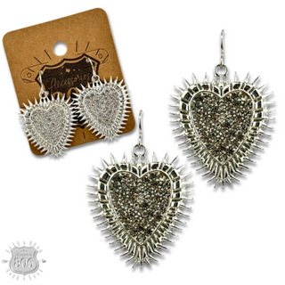 Western rhinestone heart earring