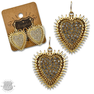 Western rhinestone heart earring
