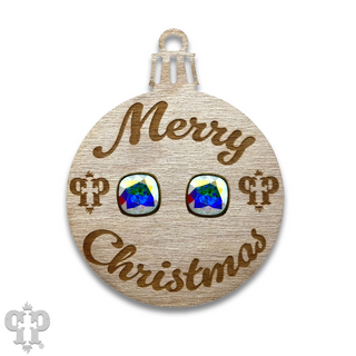 Christmas gift ornament with small Austrian crystal post earring