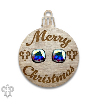 Christmas gift ornament with Austrian crystal post earring