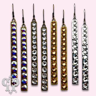 Sleek bar earring with Austrian crystals