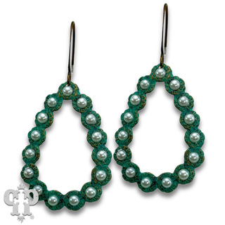 Mini open teardrop earring with rhinestone or pearl accents