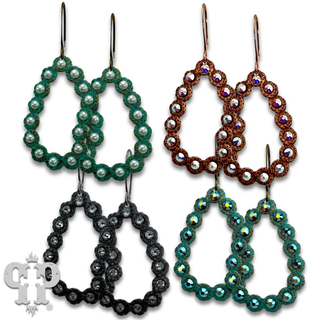 Mini open teardrop earring with rhinestone or pearl accents
