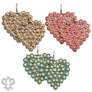 Laser cut rhinestone heart earring
