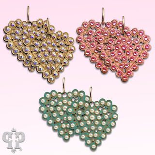 Laser cut rhinestone heart earring