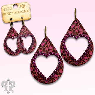 Open rhinestone heart teardrop earring