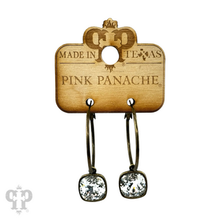 Square Austrian crystal hoop earring, 12mm