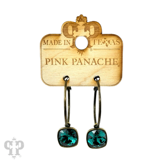 Square Austrian crystal hoop earring, 12mm