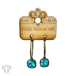 Square Austrian crystal hoop earring, 12mm