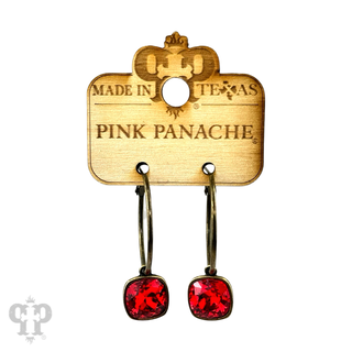 Square Austrian crystal hoop earring, 12mm