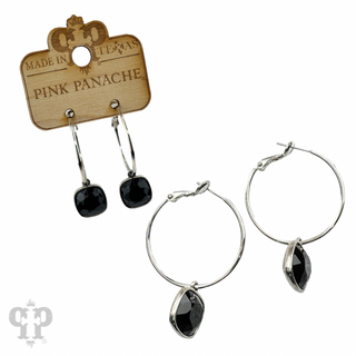 Square Austrian crystal hoop earring, 12mm