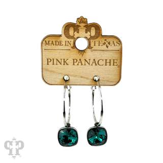 Square Austrian crystal hoop earring, 12mm